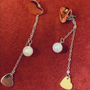 Faux Pearl and Heart tassel Drop Earnings